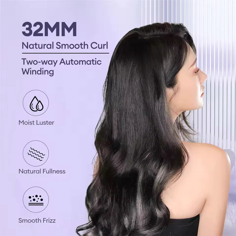 Before & after styling results with the automatic curler