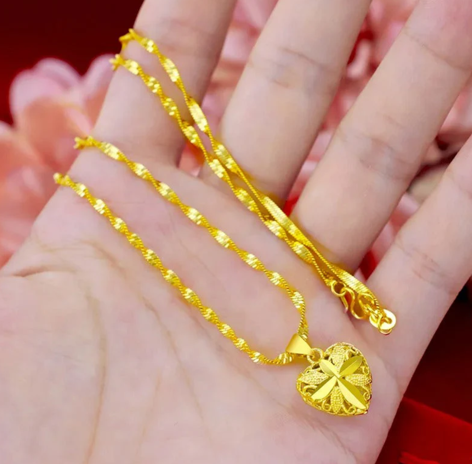 Gold Heart Necklace for Women